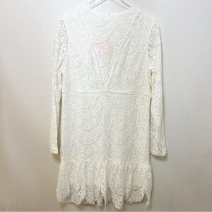 JJ’s House Scoop Long Sleeve Bodycon Lace Mini Dress in white